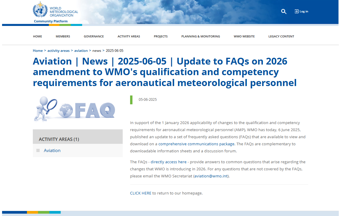 WMO’dan Havacılık Meteorolojisi Personeli İçin 2026 Yılı Yeterlilik ve Yetkinlik Güncellemesi